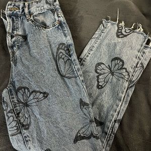 Pacsun Butterfly High Rise Straight Jeans